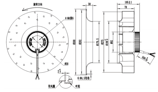 Dimension of BC280A-D092B Backward Curved Fan Φ 280-82 Dimension of BC280A-D092B Backward Curved Fan Φ 280-82